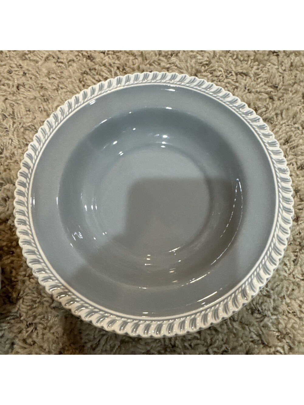 Set of 6 Harkerware Pottery Pate Sur Pate 8.25" Soup Gray w/ White Rim Bowl